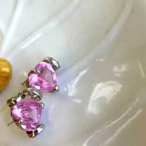 Pink Cubic Zirconia Silver plated Heart shaped Designer Earring Set